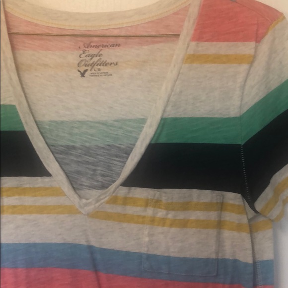 V Neck multi-colored T Shirt - Picture 3 of 4